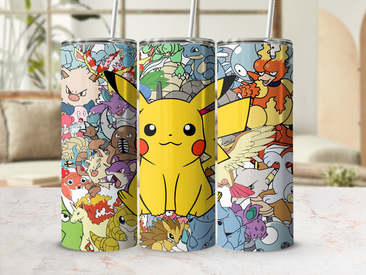Colorful Cartoon Characters Printed Tumbler