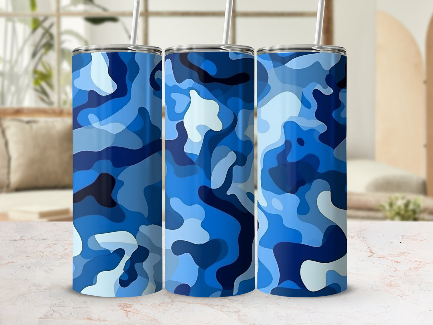 Blue Camo Pattern Insulated Tumbler product