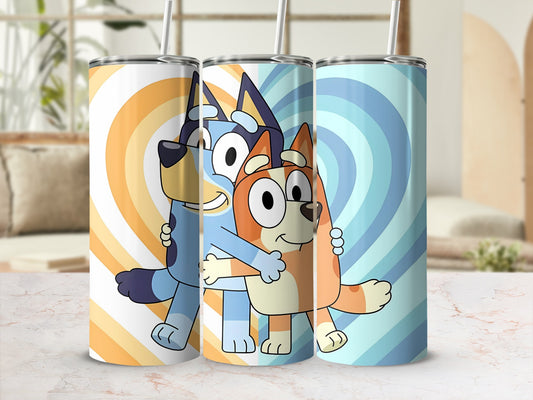 Blue and Orange Cartoon Character Tumbler