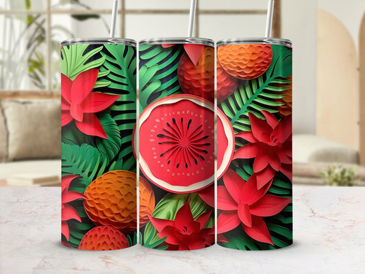 Tropical Floral and Fruit Insulated Tumbler Cups