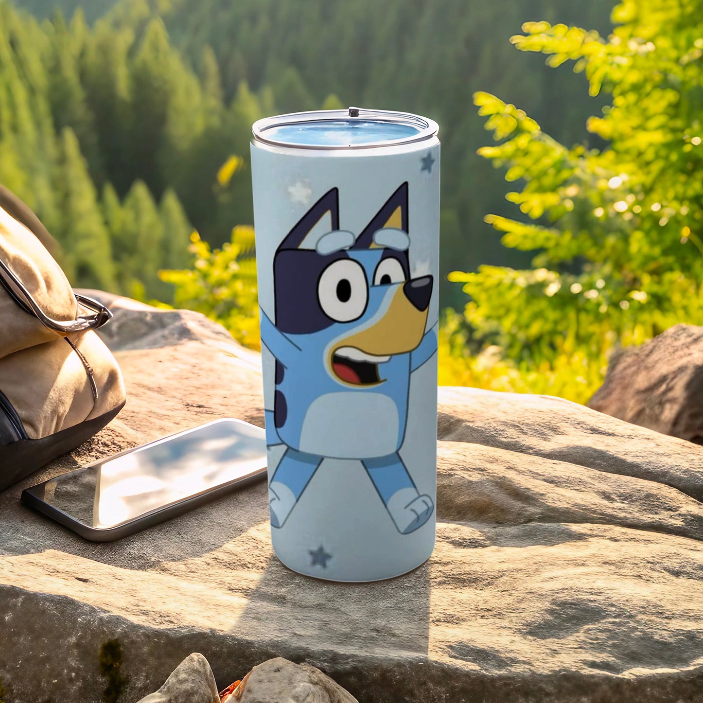 Cute Cartoon Character Tumbler with Blue Dog Design