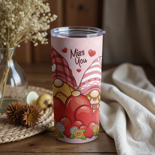 Miss You Love Hearts Design Travel Tumbler