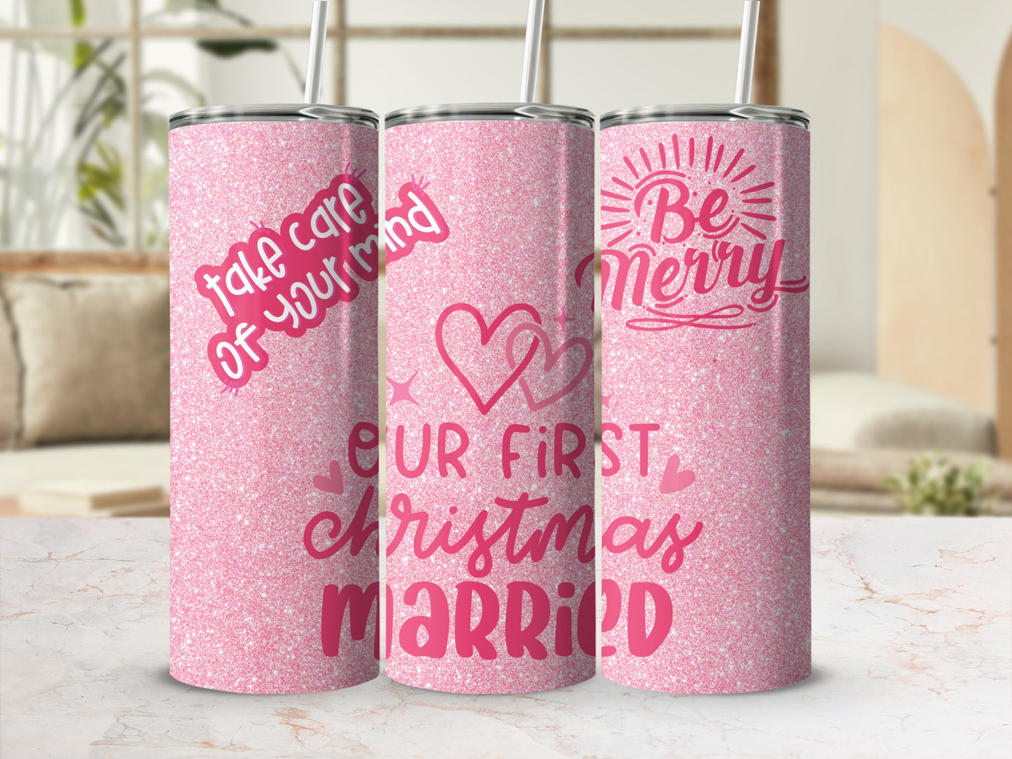 Sparkling Christmas Tumbler Set with Festive Designs