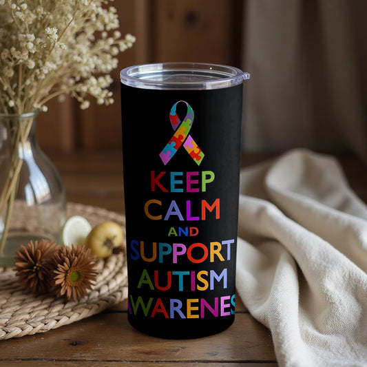 Keep Calm and Support Autism Awareness tumbler