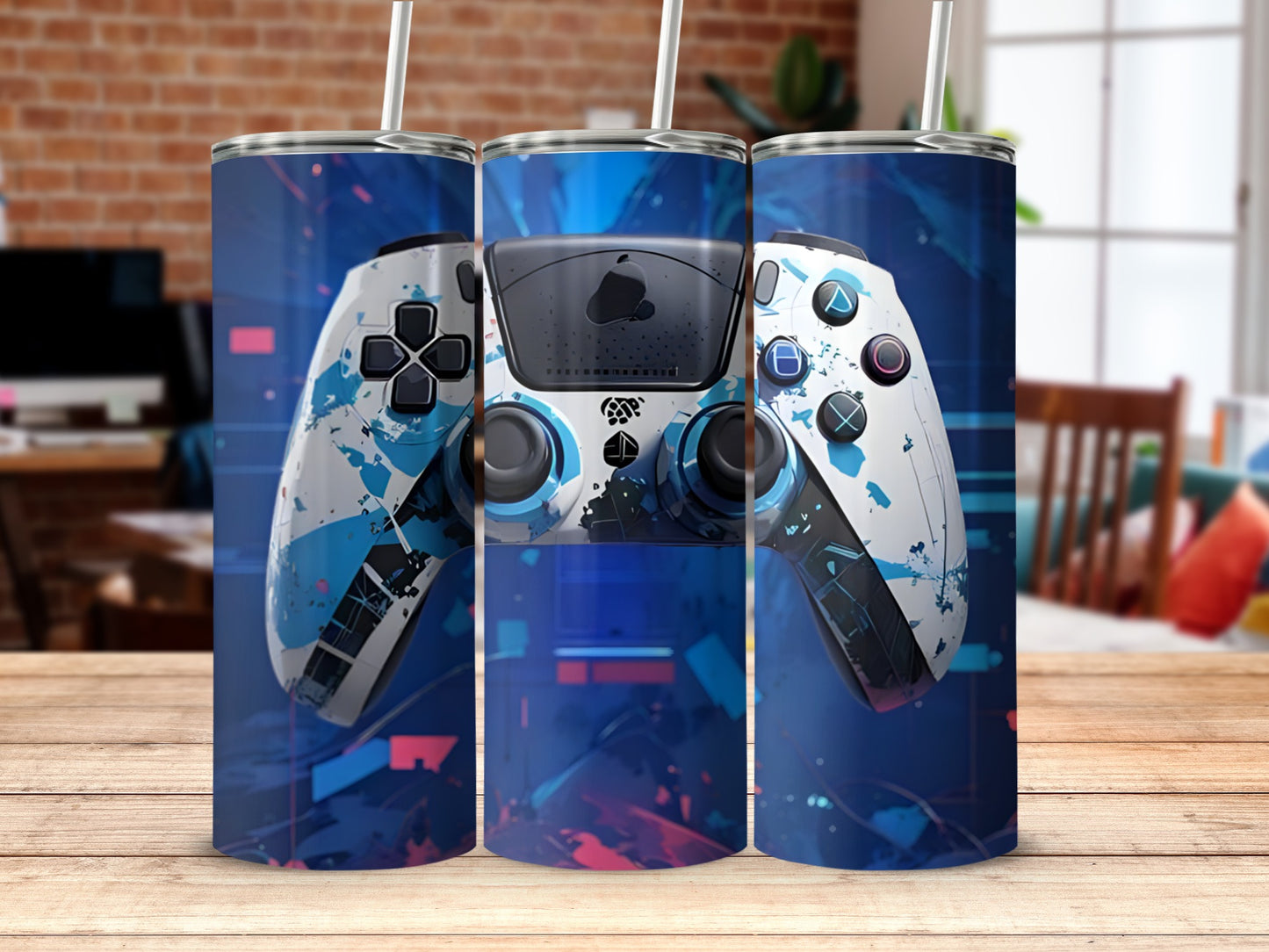 Colorful Controller Design Gaming Tumbler