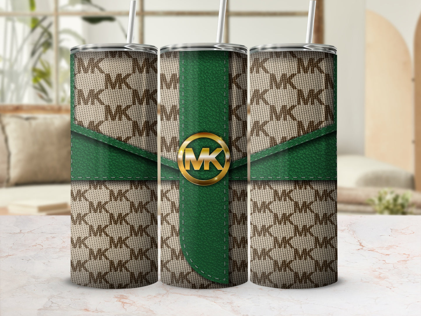 Luxury Designer Inspired Green Pattern Drink Tumbler