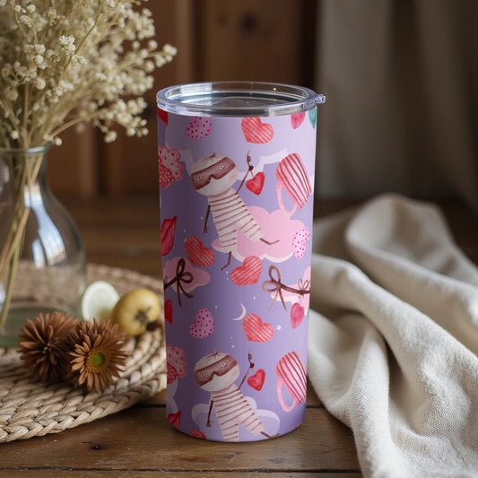 Cute Sloth Hearts Purple Design Insulated Tumbler