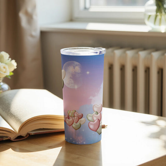 Heart Balloon Moonlight Tumbler Design with Lid