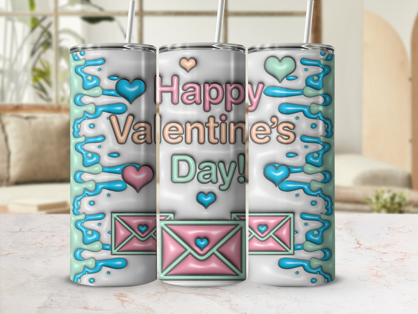Happy Valentine's Day Water Bottle with Fun Design