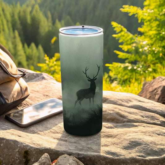 Majestic Deer Forest Silhouette Outdoor product type
Tumbler, Cup, Drinkware, Deer, Stag, Wildlife, Animal Design, Forest Print, Nature Art, Misty Landscape, Silhouette Motif, Gradient Color, Outdoor Living, Camping Vibes, Hiking Lover, Travel Accessory, Adventure Gift, Woodland Theme, Green Tones, Unique Item