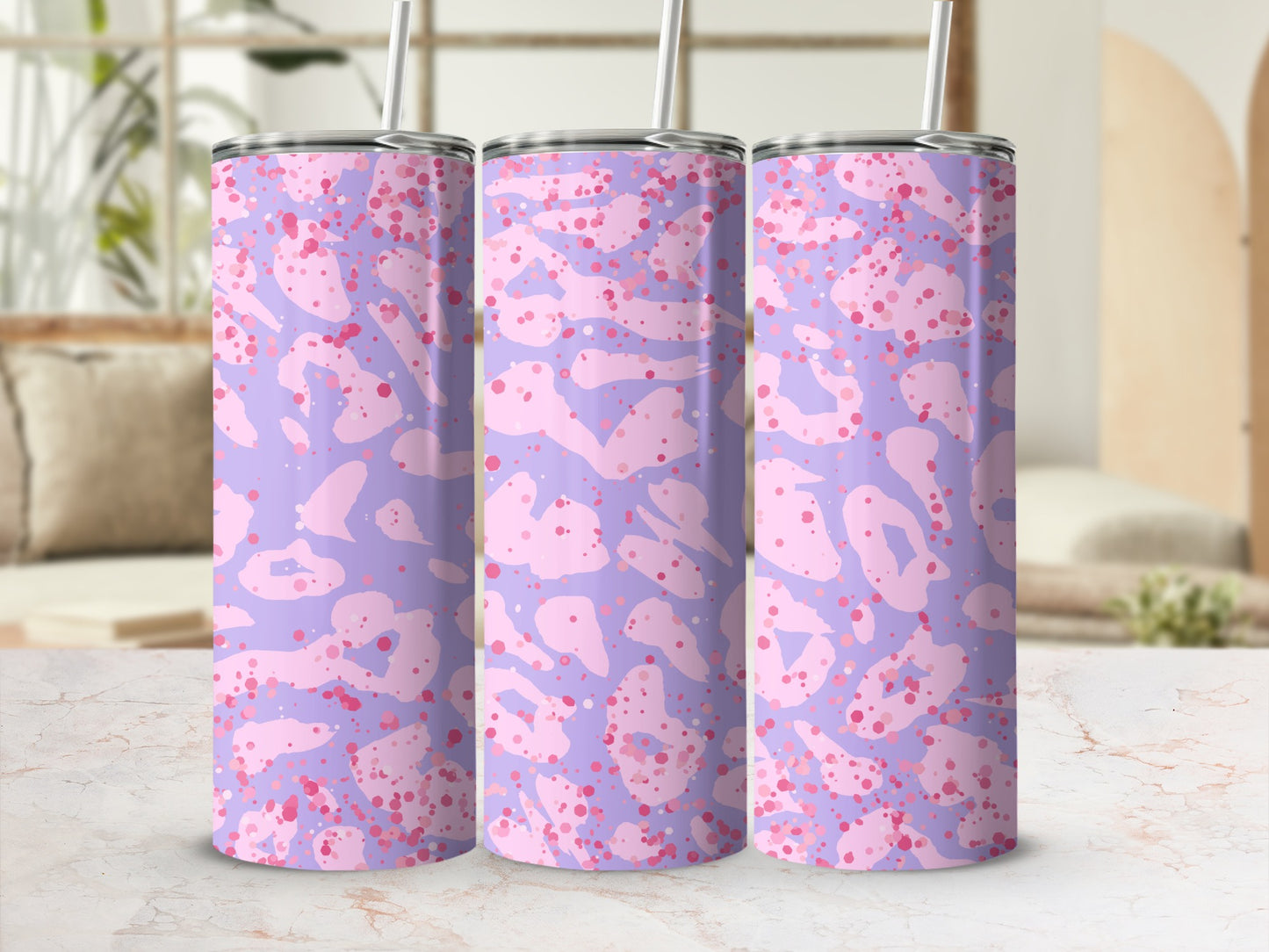 Chic Lavender and Pink Leopard Print Tumbler Cup