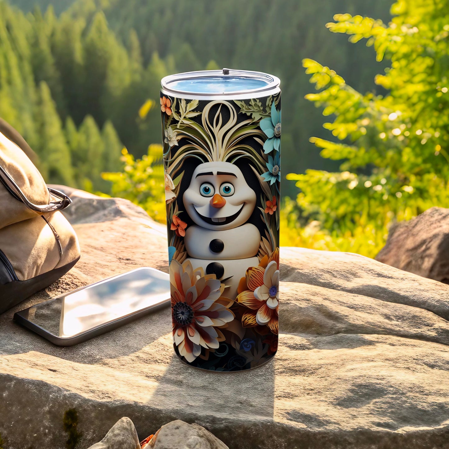 Olaf Character Tumbler with Floral Design Tumbler