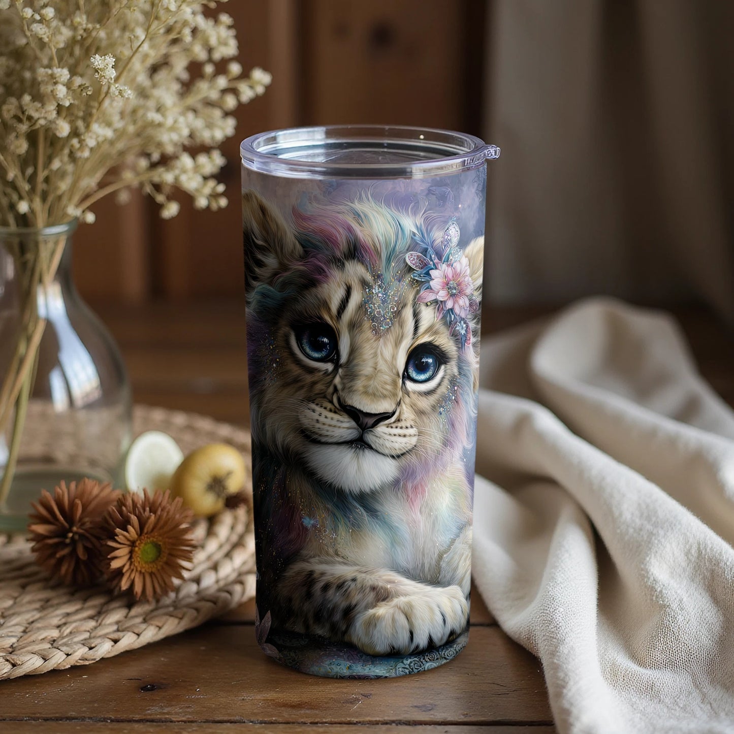 Adorable Cub with Flowers Graphic Tumblers