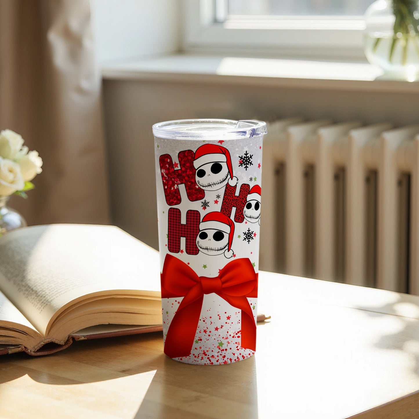 Ho Ho Ho Santa Skulls Christmas Thermos Tumbler