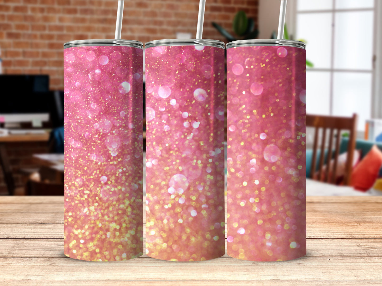 Sparkling Pink Glitter Design Tumbler For Stylish Drinkware