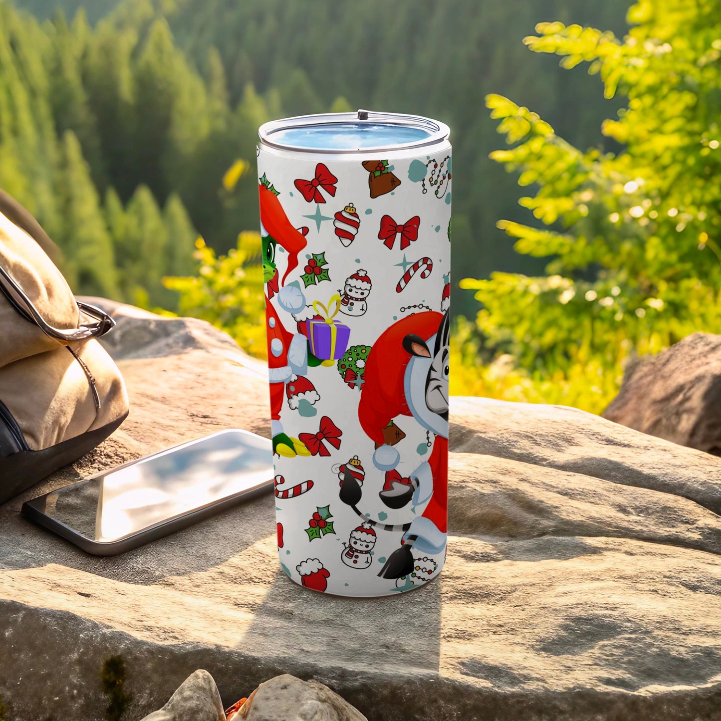 Festive Holiday Characters Pattern Travel Tumbler