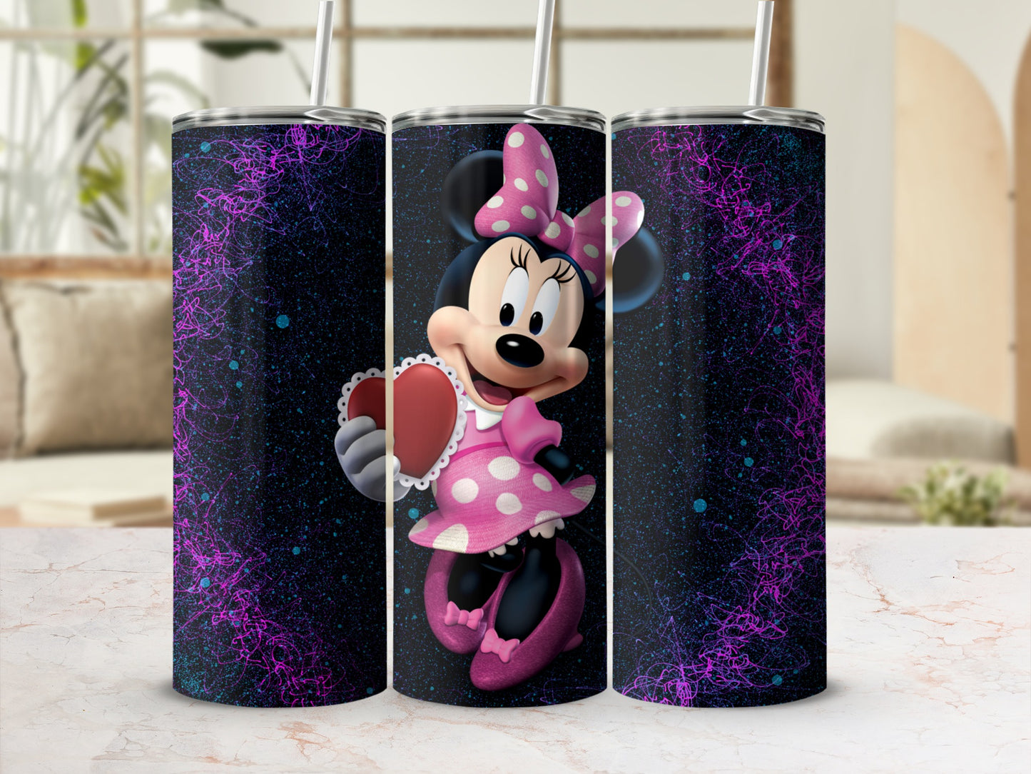 Minnie Mouse Sparkly Blue and Pink Tumbler Product