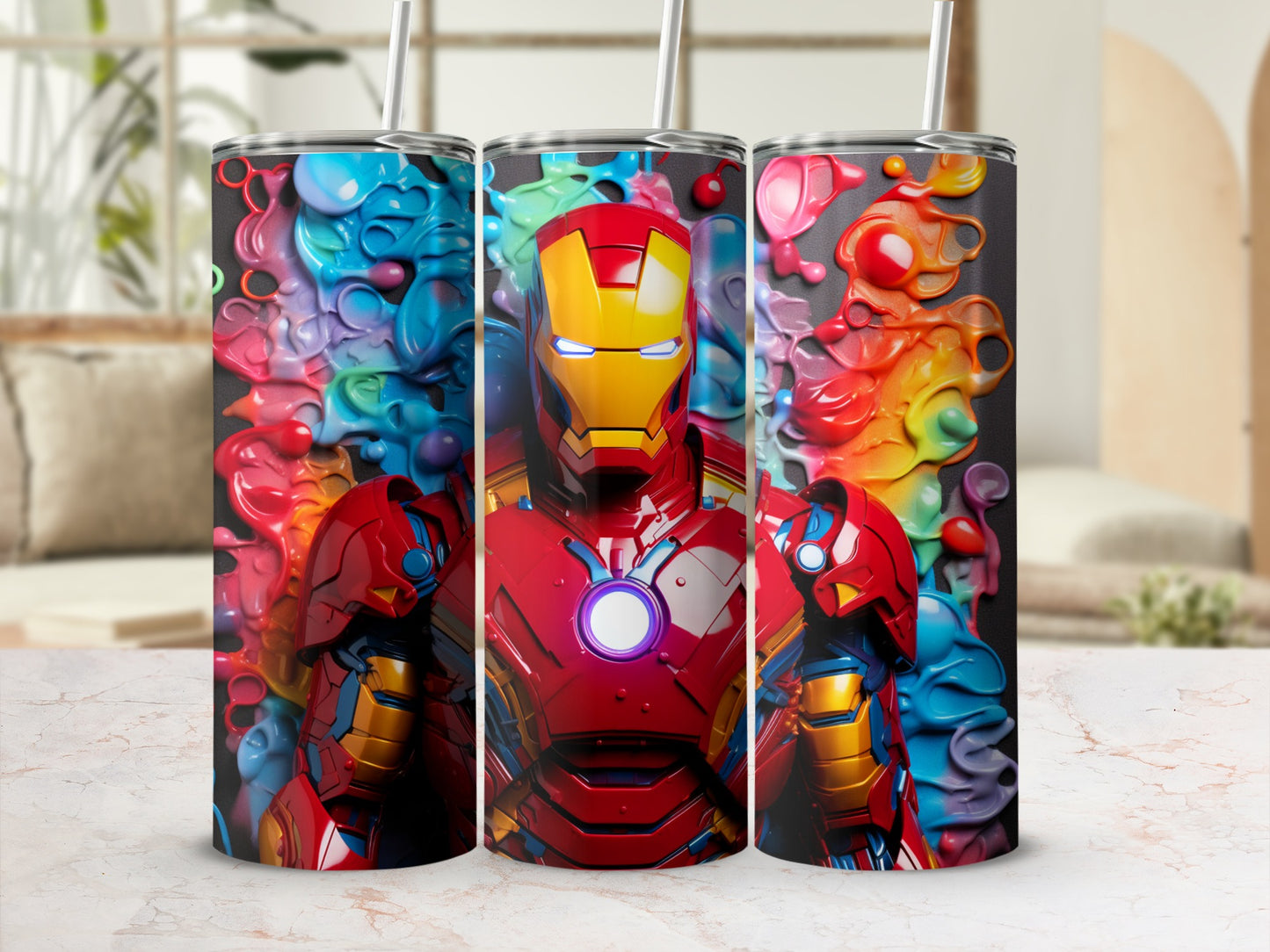 Vivid Colorful Iron Design Tumbler for Enthusiasts