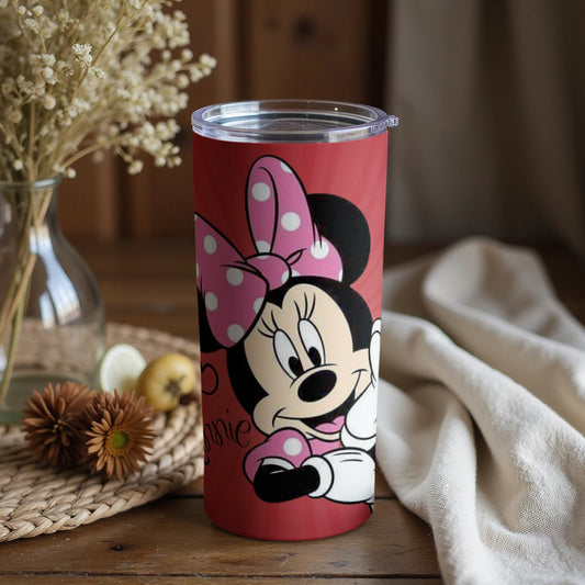 Minnie Mouse Travel Tumbler with Pink Bow Design
