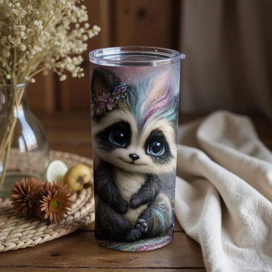 Cute Raccoon Tumbler Adorable Animal Design Flask