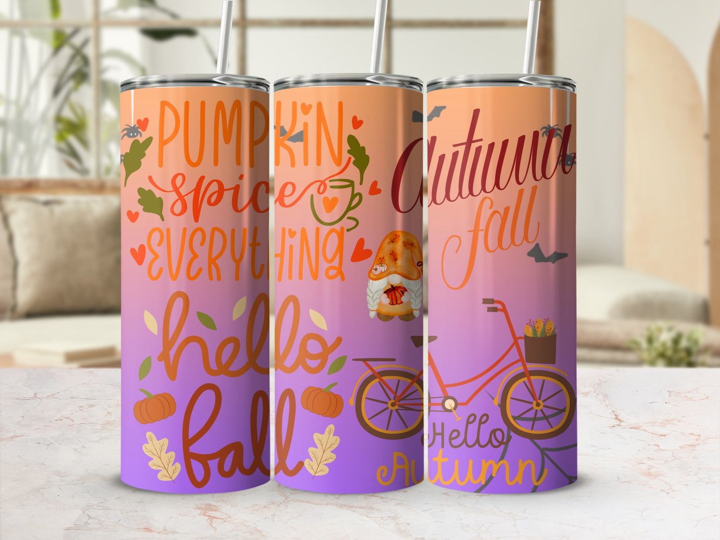 Pumpkin Spice Everything Hello Fall Autumn Tumbler