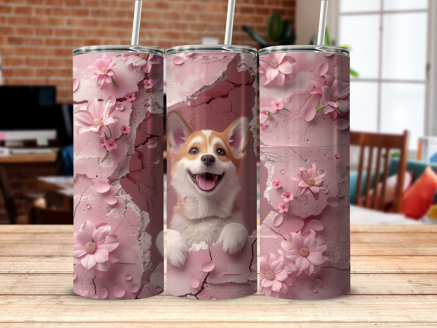 Adorable Corgi Blossom Design Pink Cracked Tumbler product type
Corgi, Dog, Puppy, Pink Flowers, Blossoms, Petals, Cracked Texture, Grunge Aesthetic, Cute Dog, Happy Corgi, Floral Design, Pink Tumbler, Dog Lover, Pet Parent, Animal Print, Spring Blooms, Summer Style, Unique Design, Drinkware Gift, Kawaii Corgi