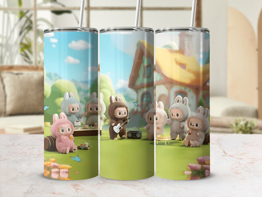 Cute Bunnies in Nature Scene 20oz Tumbler Cup