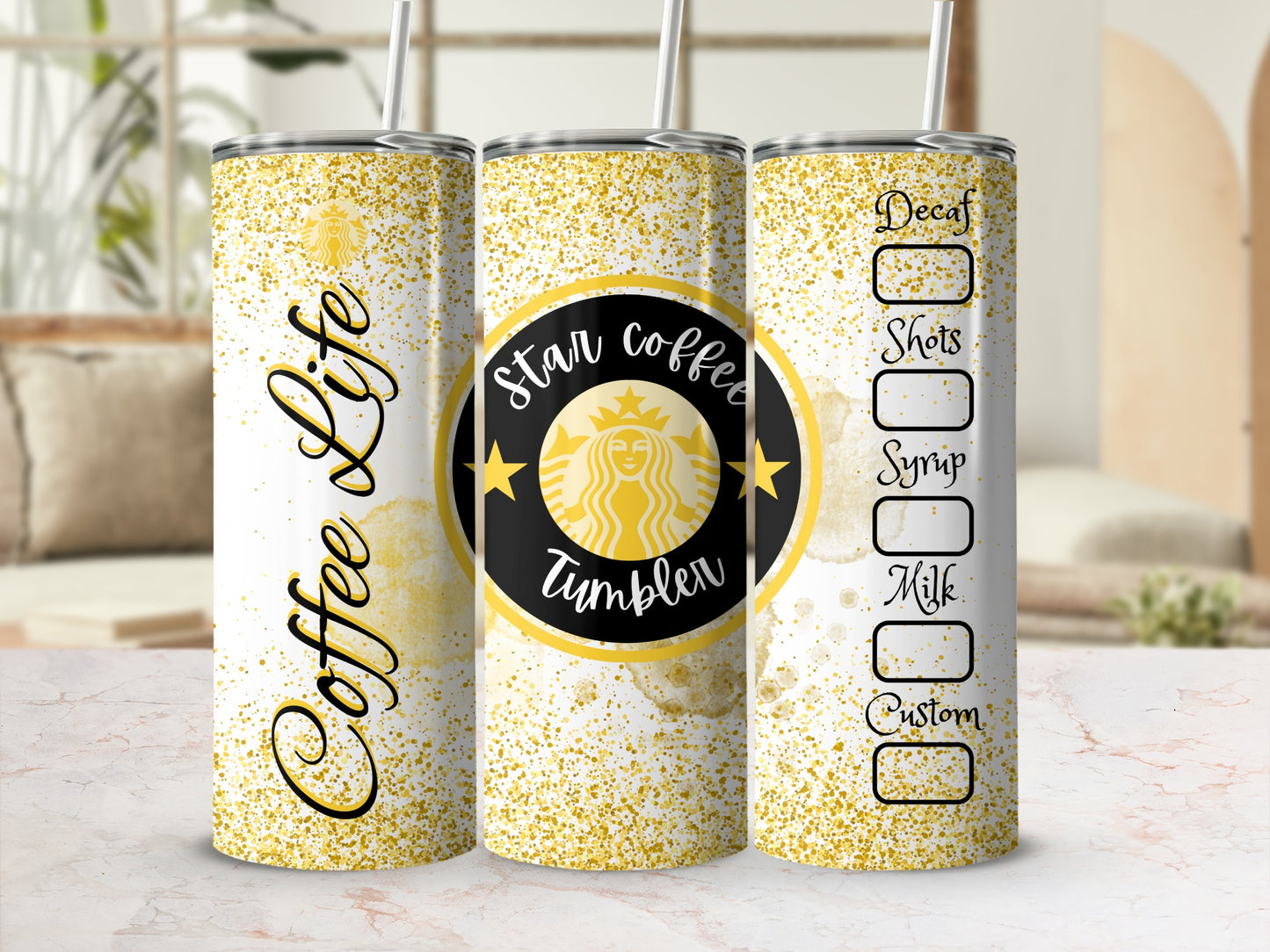 Sparkling Star Coffee Life Customizable Tumbler