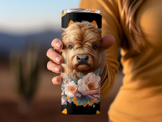Adorable Dog and Floral Design Tumbler for Travel