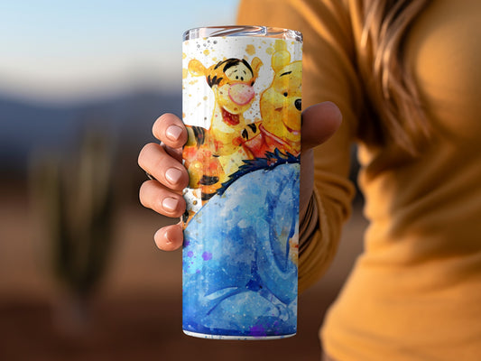 Watercolor Winnie the Pooh Tigger and Eeyore Design Tumblers