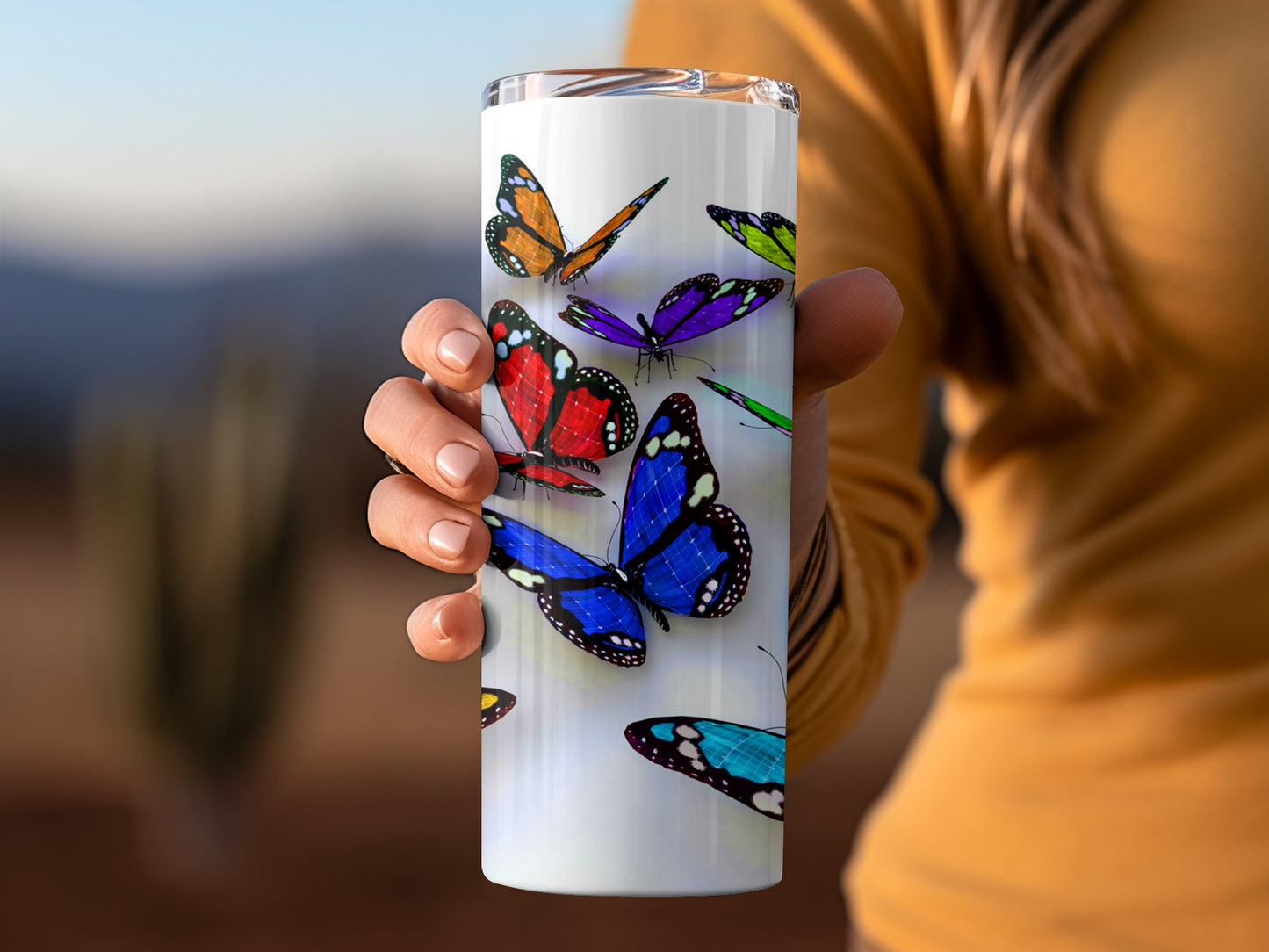 Colorful Monarch Butterflies Collection in Flight Tumblers