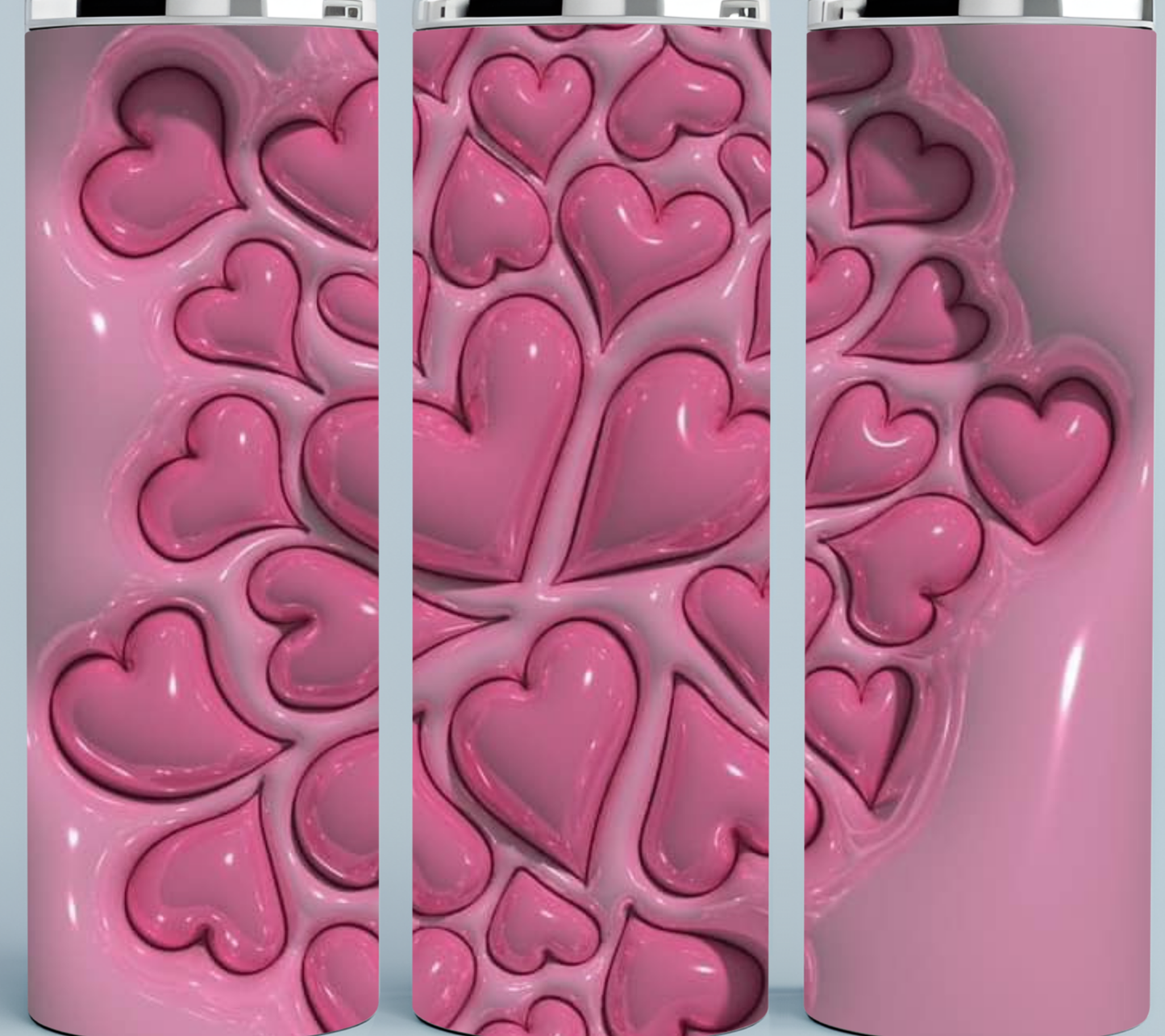 Pink 3D Inflated hearts tumbler