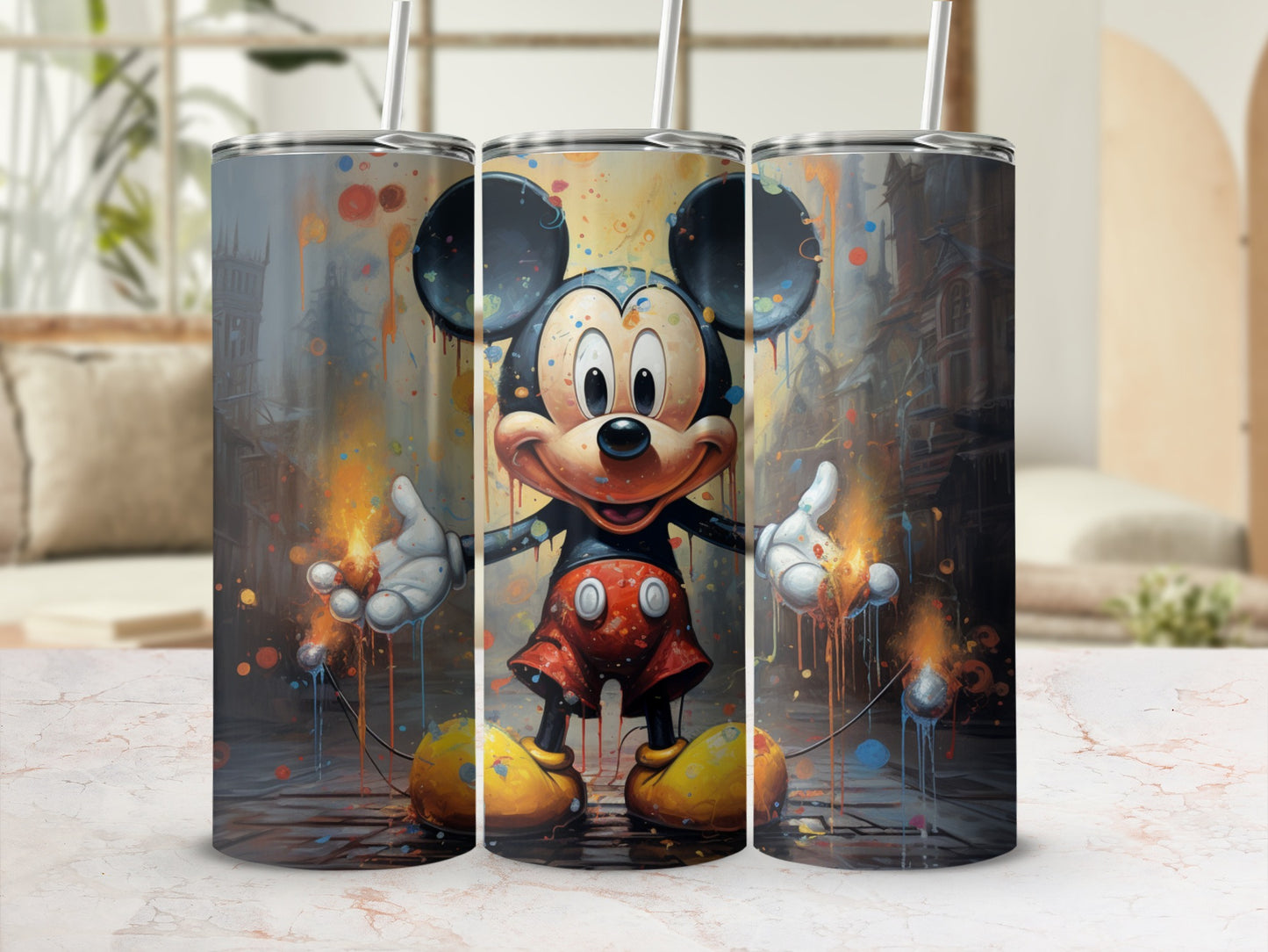 Vibrant Art Mickey Mouse Stainless Steel Tumbler