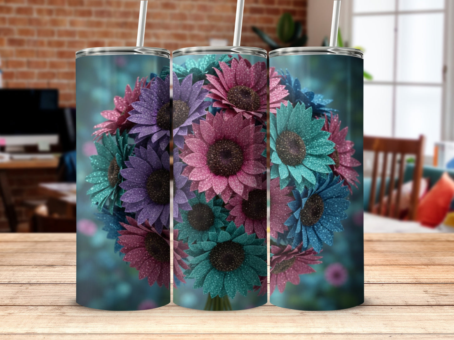 Colorful Floral Insulated Tumbler for Beverages