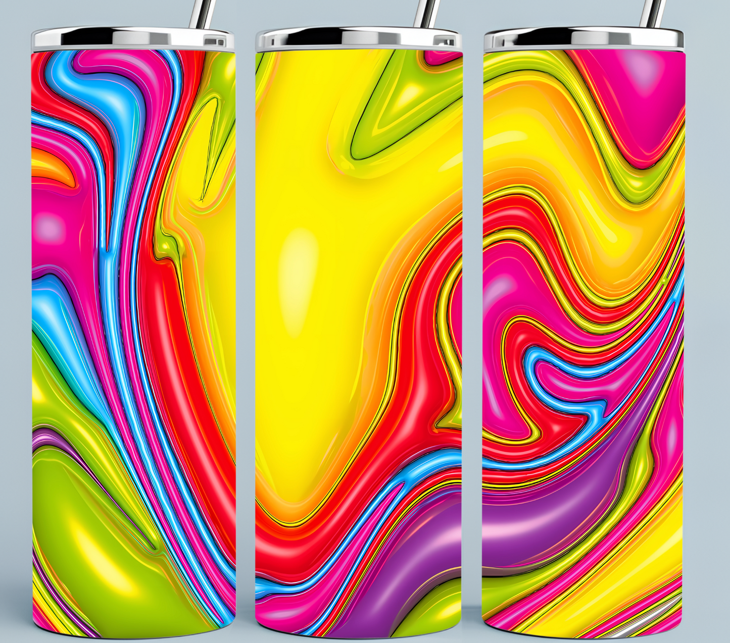 3D Swirl Yellow pink blue purple tumbler