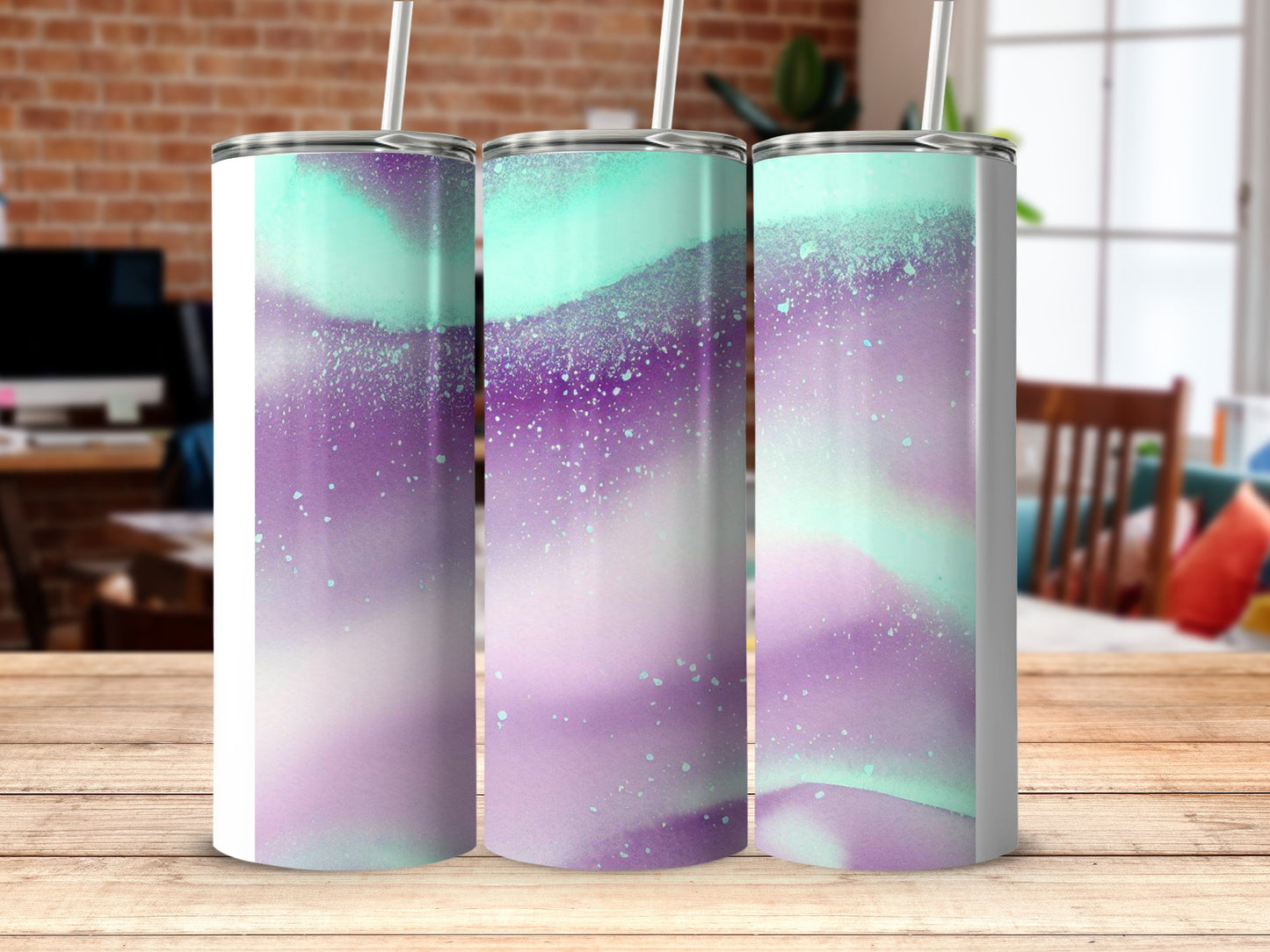 Elegant Purple and Mint Gradient Design Tumbler