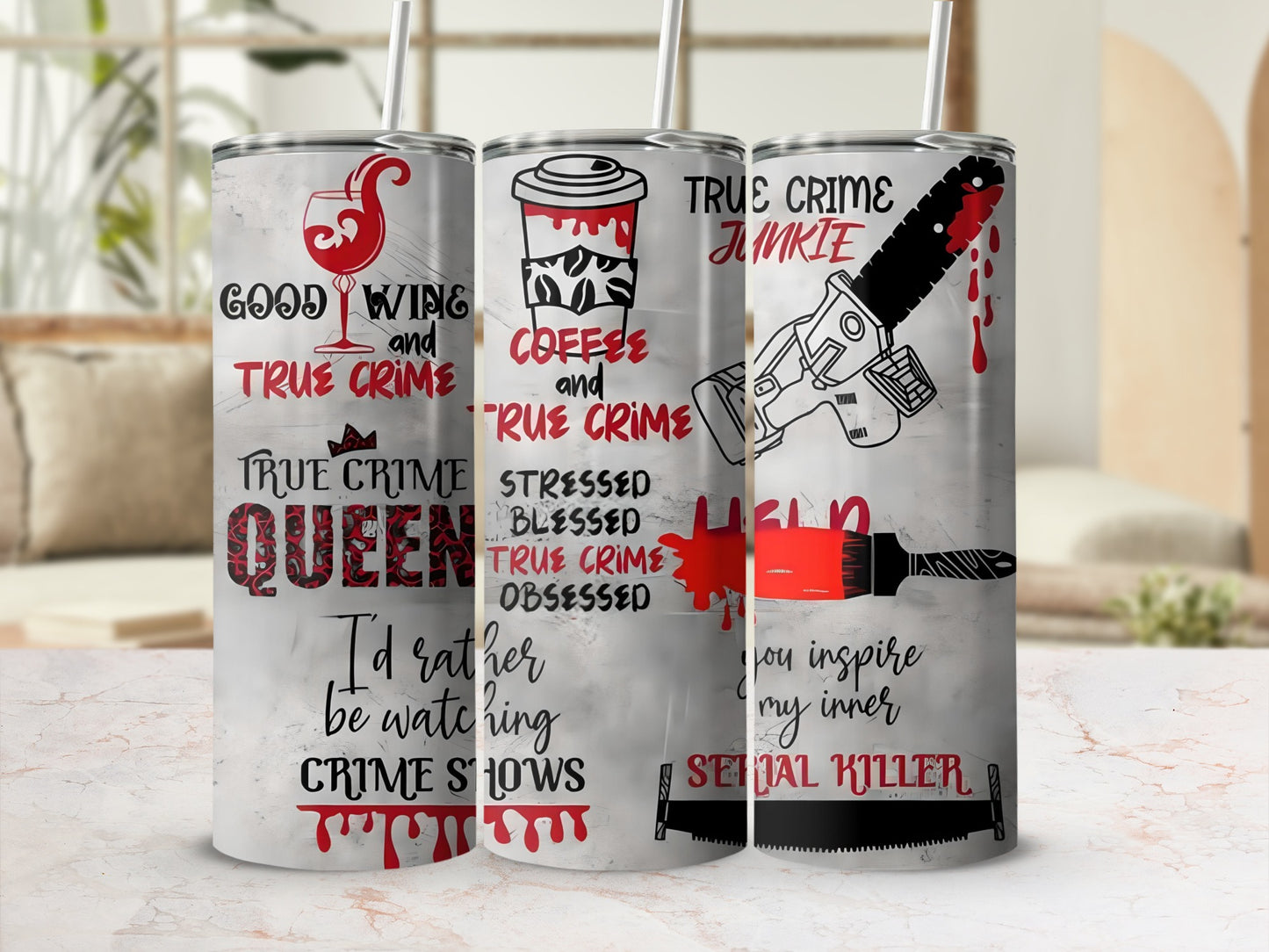 True Crime Themed Tumbler Set for Crime Show Lovers