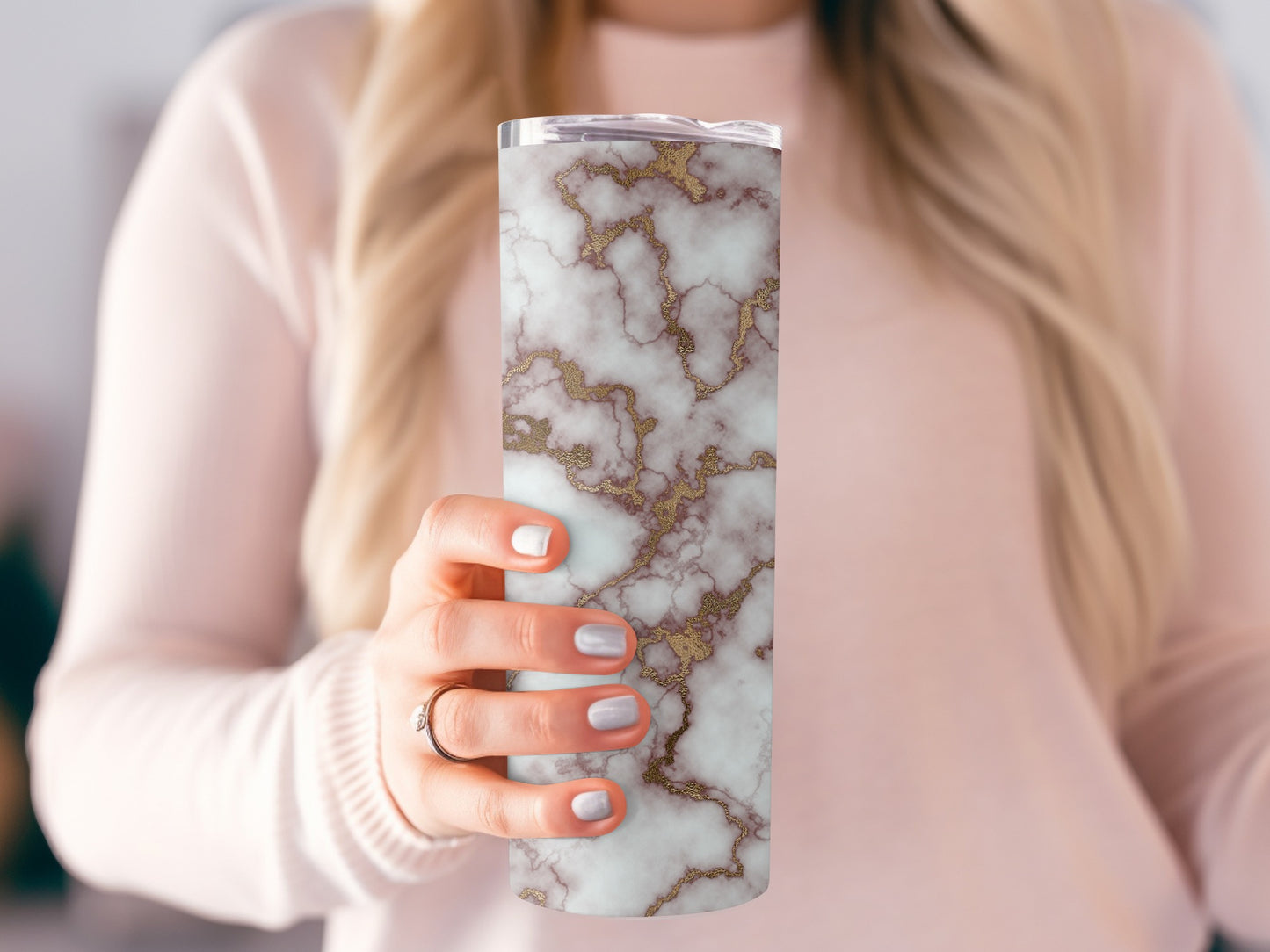 Marble with Rose Gold Veins Abstract Design Tumblers