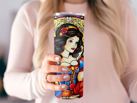 Vibrant Princess Stained Glass Art Tumbler Cup