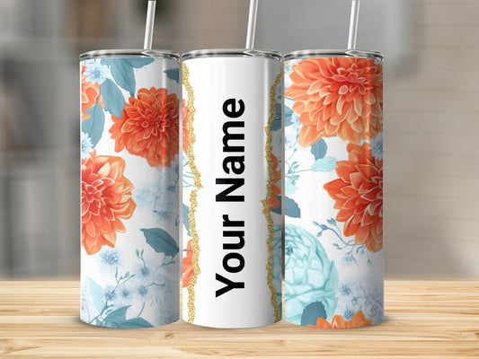 Personalized Floral Design Tumbler with Your Name