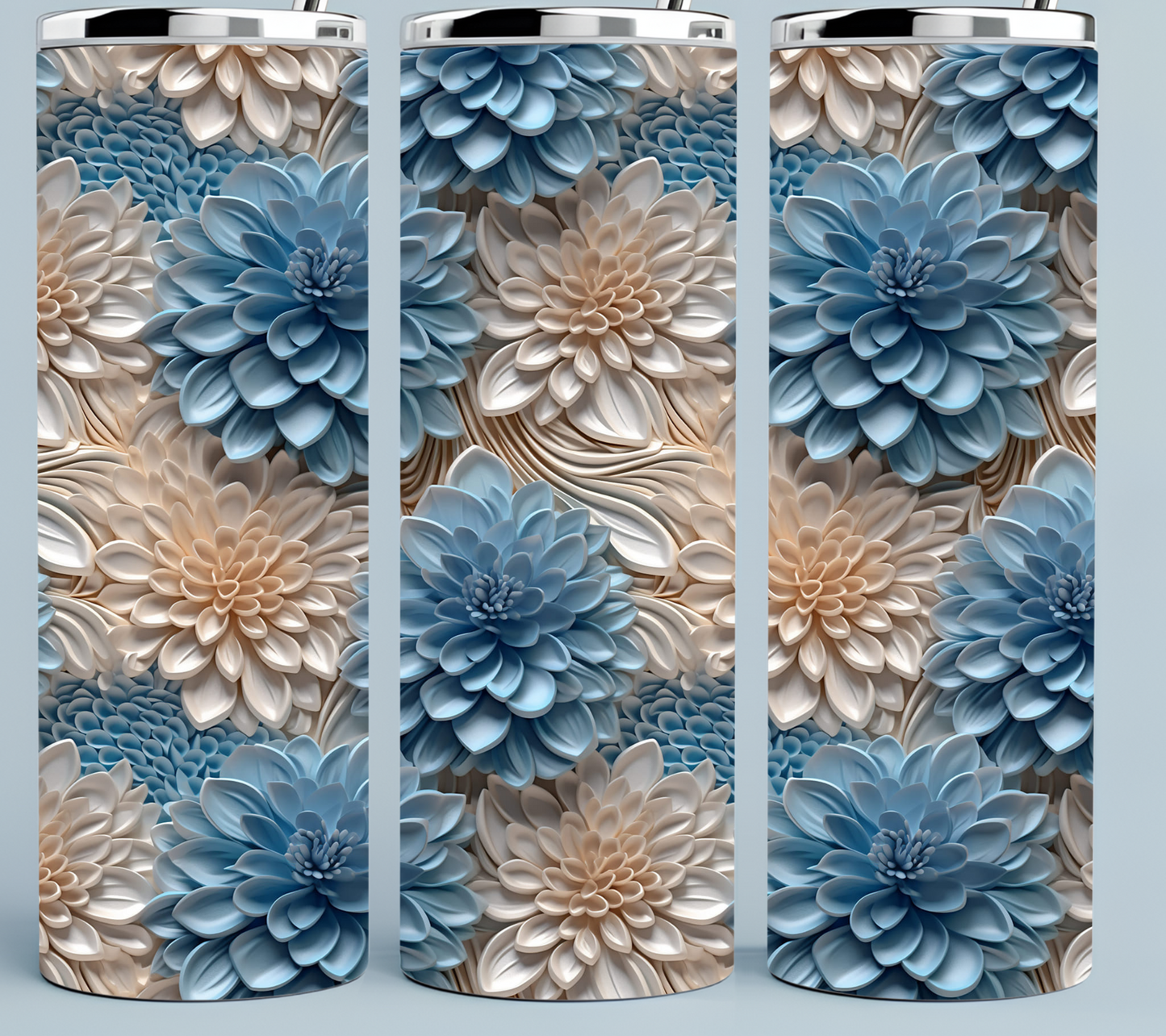 White and Blue Flowers tumbler