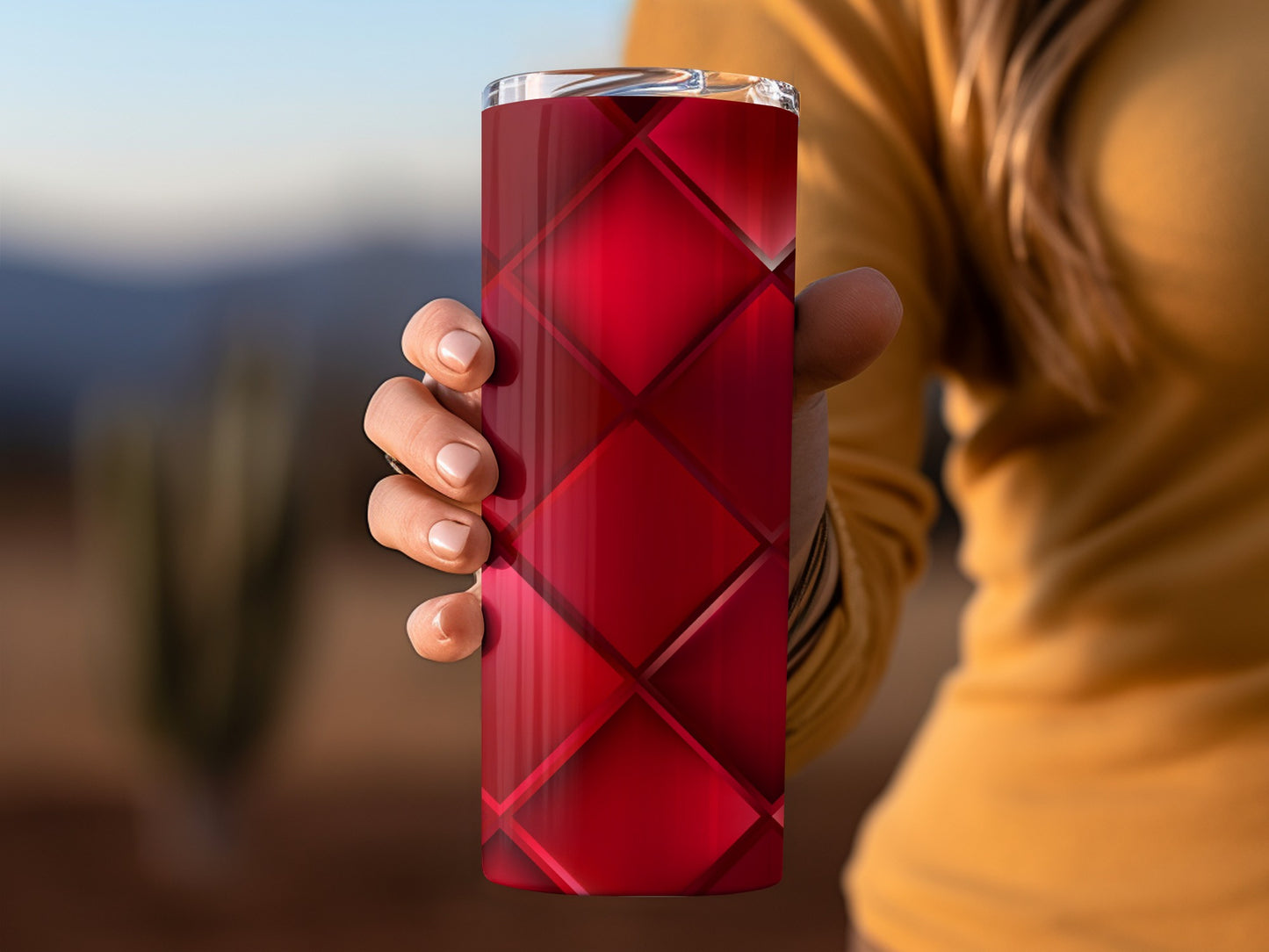 Red Square Pattern Ruby Shade Abstract Art Modern Tumblers