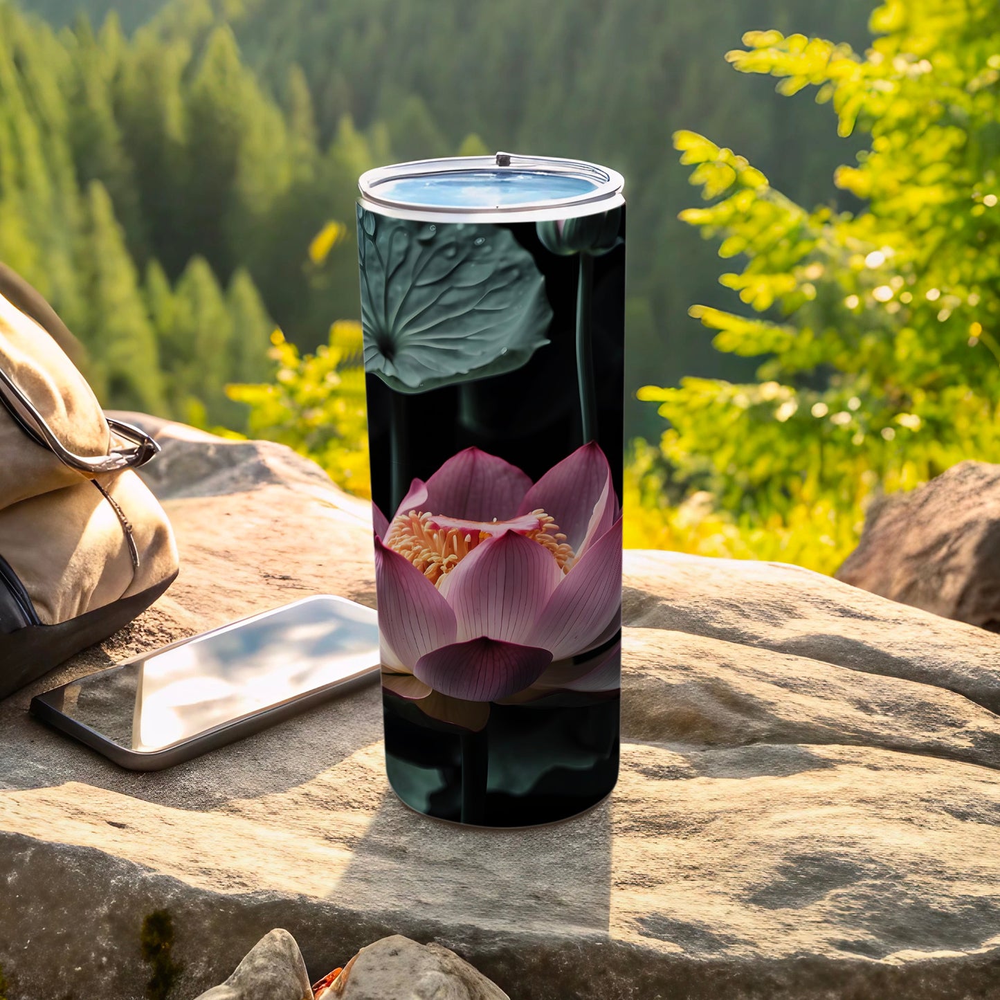 Pink Lotus Flower Print Outdoor Scenic Beverage Holder product type