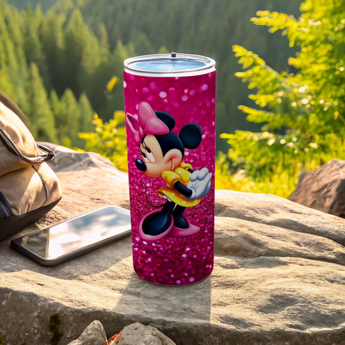 Sparkling Pink Minnie Mouse Design Tumbler Cup