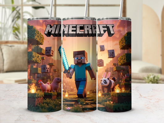 Minecraft Character with Sword Tumbler Cup Design