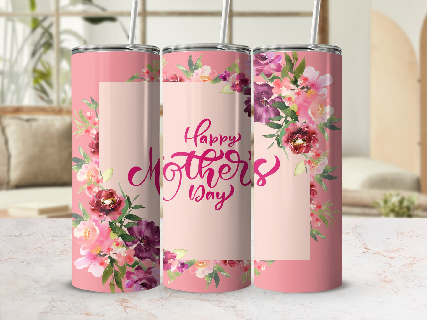 Happy Mother's Day Floral Insulated Tumbler Cup