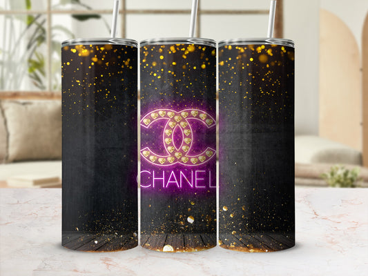 Glittery Gold Splatter CC Design Tumbler Cup