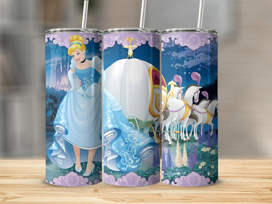 Enchanting Princess and Carriage Design Tumbler Cup