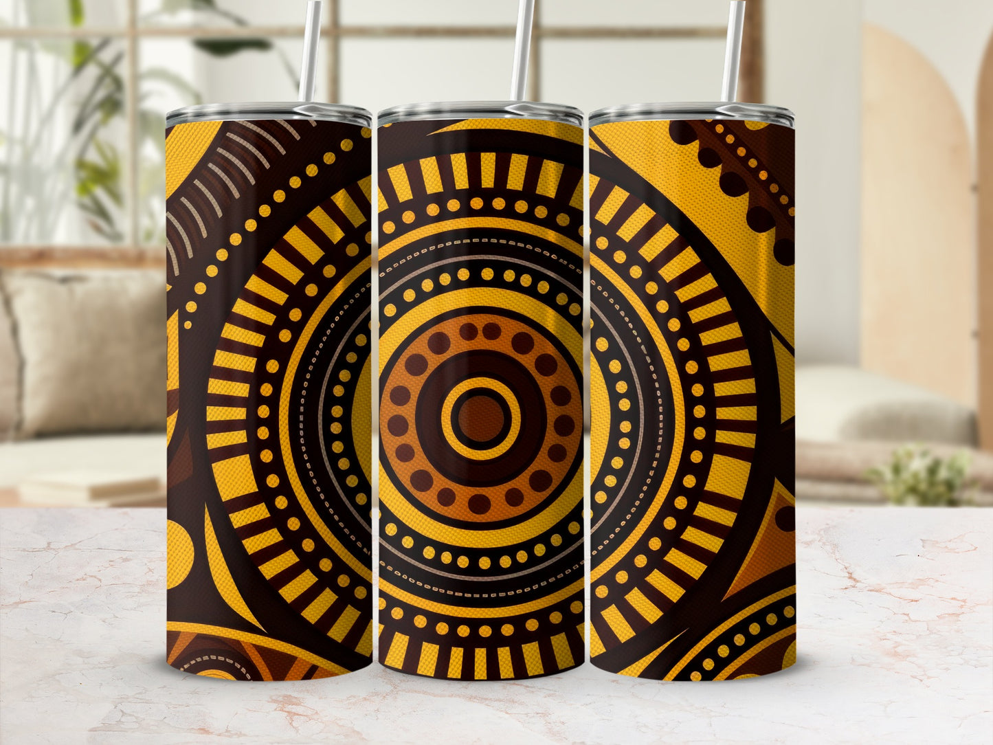 Tribal Inspired Circular Pattern Insulated Tumbler