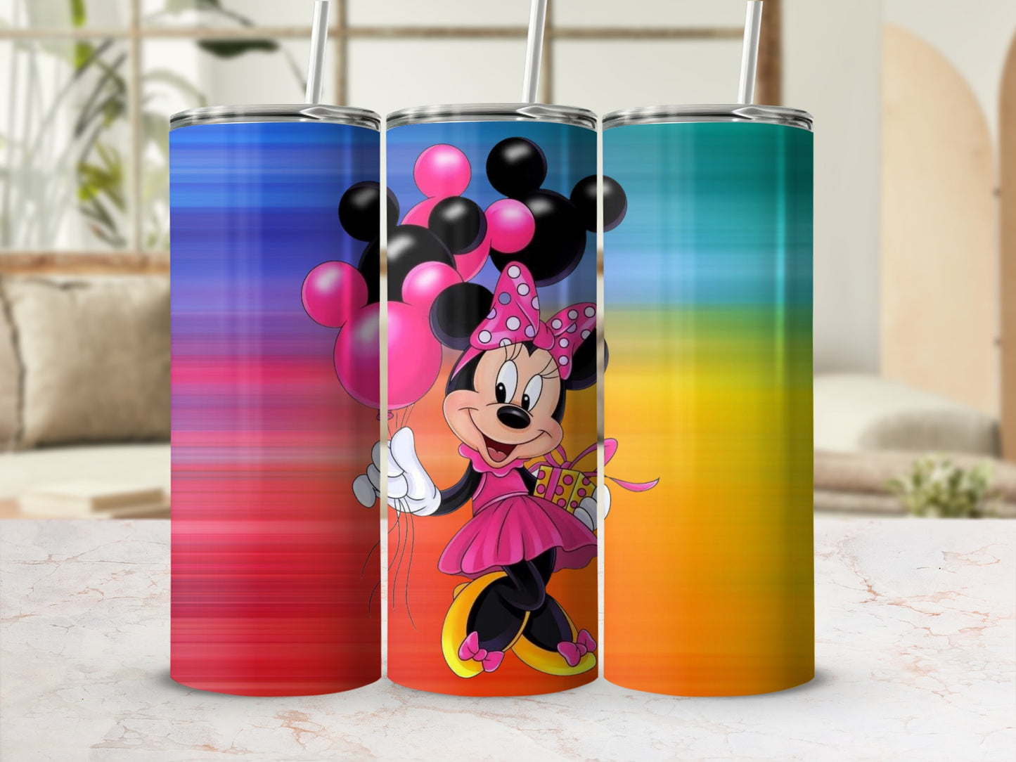 Colorful Minnie Mouse Image Tumbler Stainless Steel